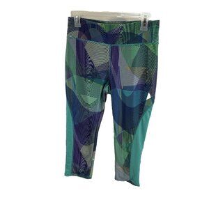 Danskin Womens M Capri Leggings Multicolor Abstract Print Activewear Pants